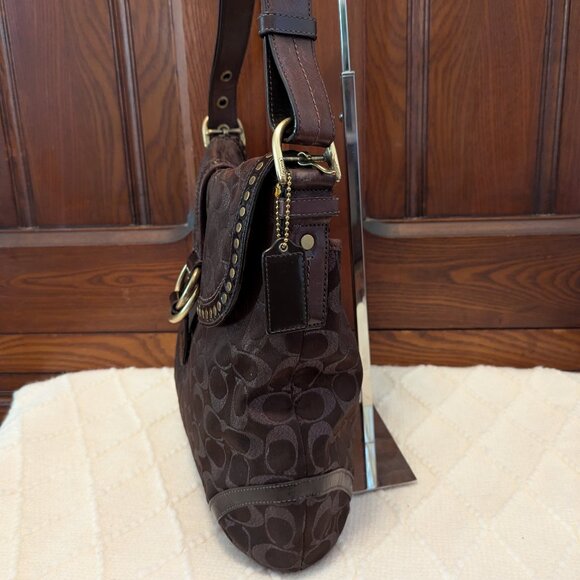 Vintage Coach Soho F12852 Metallic Signature Studded Flap Crossbody Bag - Picture 6 of 16